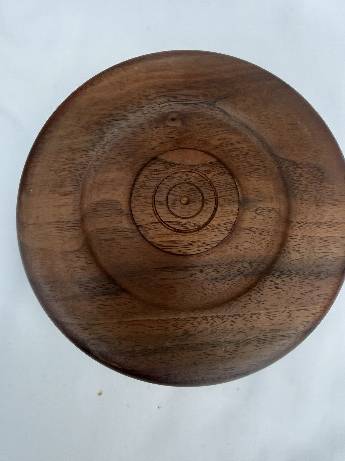 Vintage Signed R Clark Hand Turned Walnut Wood Bowl Mid Century Handmade 7"