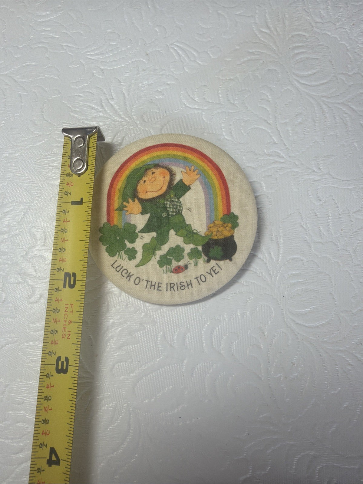 Vtg Lucky Irish Pin Brooch Shamrock Leprechaun Ireland Horseshoe Pearl Clover