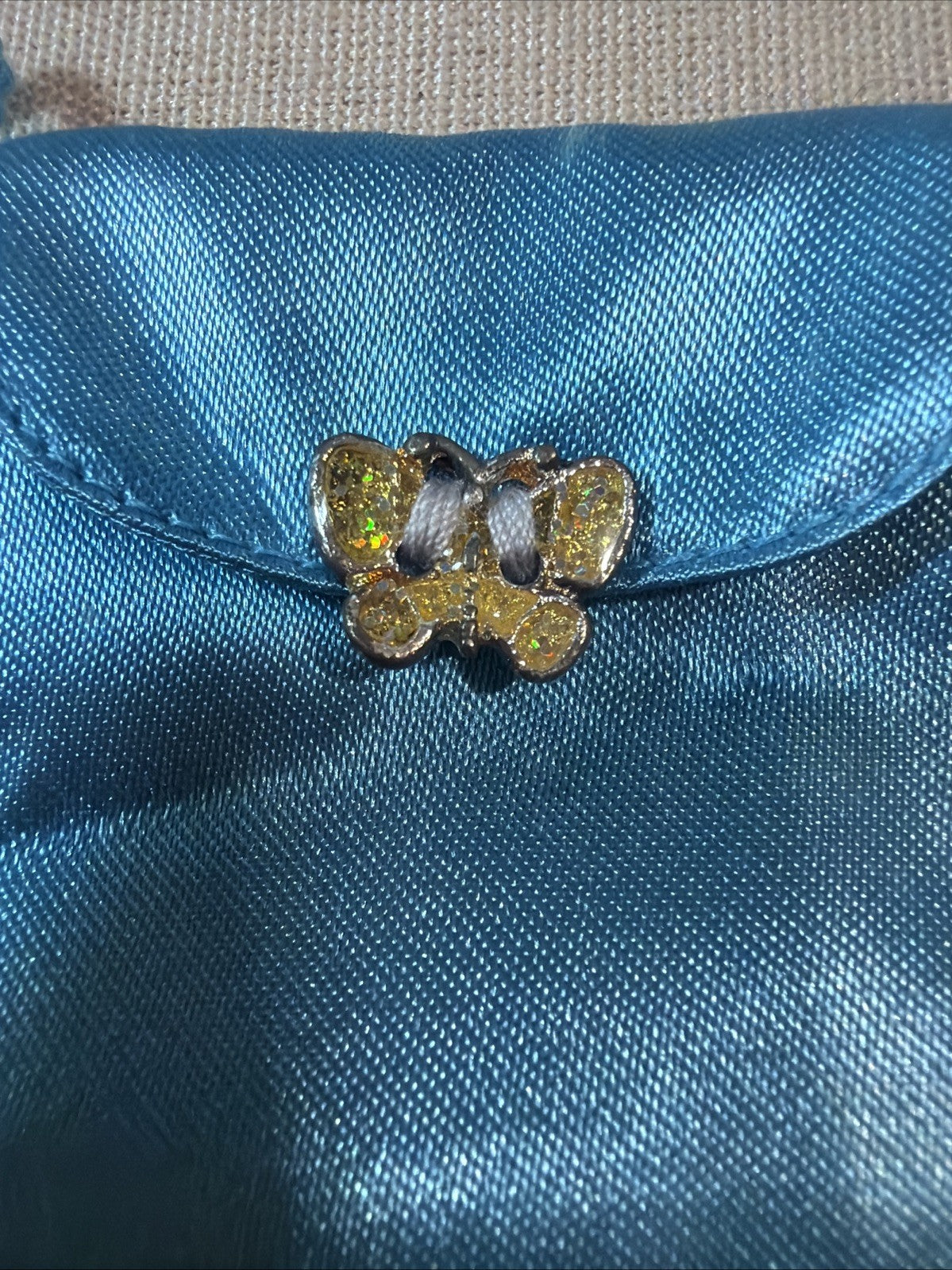 American Girl Today Butterfly Brocade Satin Purse Blue Pouch Doll Accessory