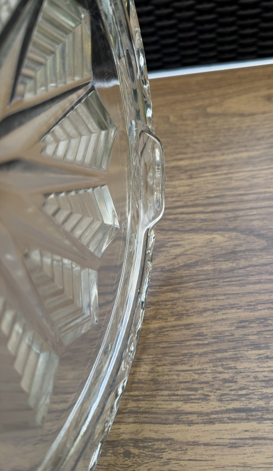 Vintage Federal Glass Cake Plate Snowflake Starburst Scallop Edge 11"