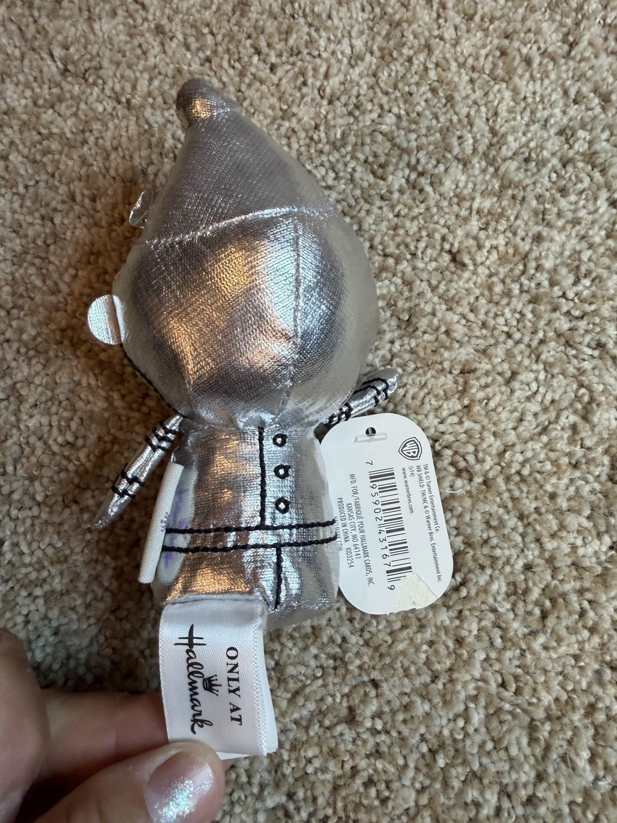 Hallmark Itty Bittys Wizard of Oz Tin Man Plush Stuffed Animal Silver NWT 5in