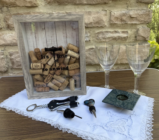 Wine bottle stopper, Corkscrew, Wall Decor, Vintage Ikebana Flower Arrange Set +