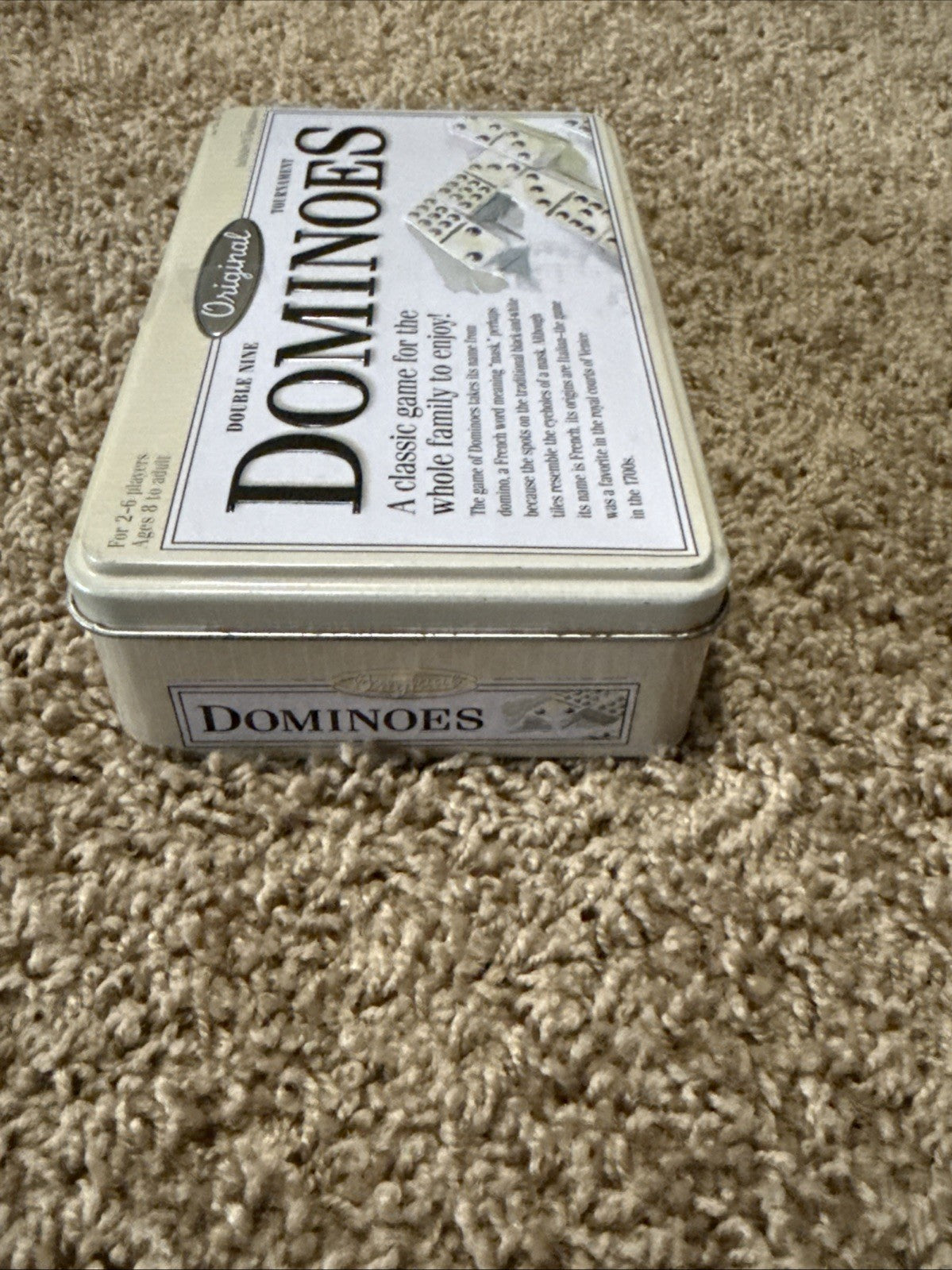 Double Nine Tournament Dominoes Set with Metal Tin Case Original Double 9