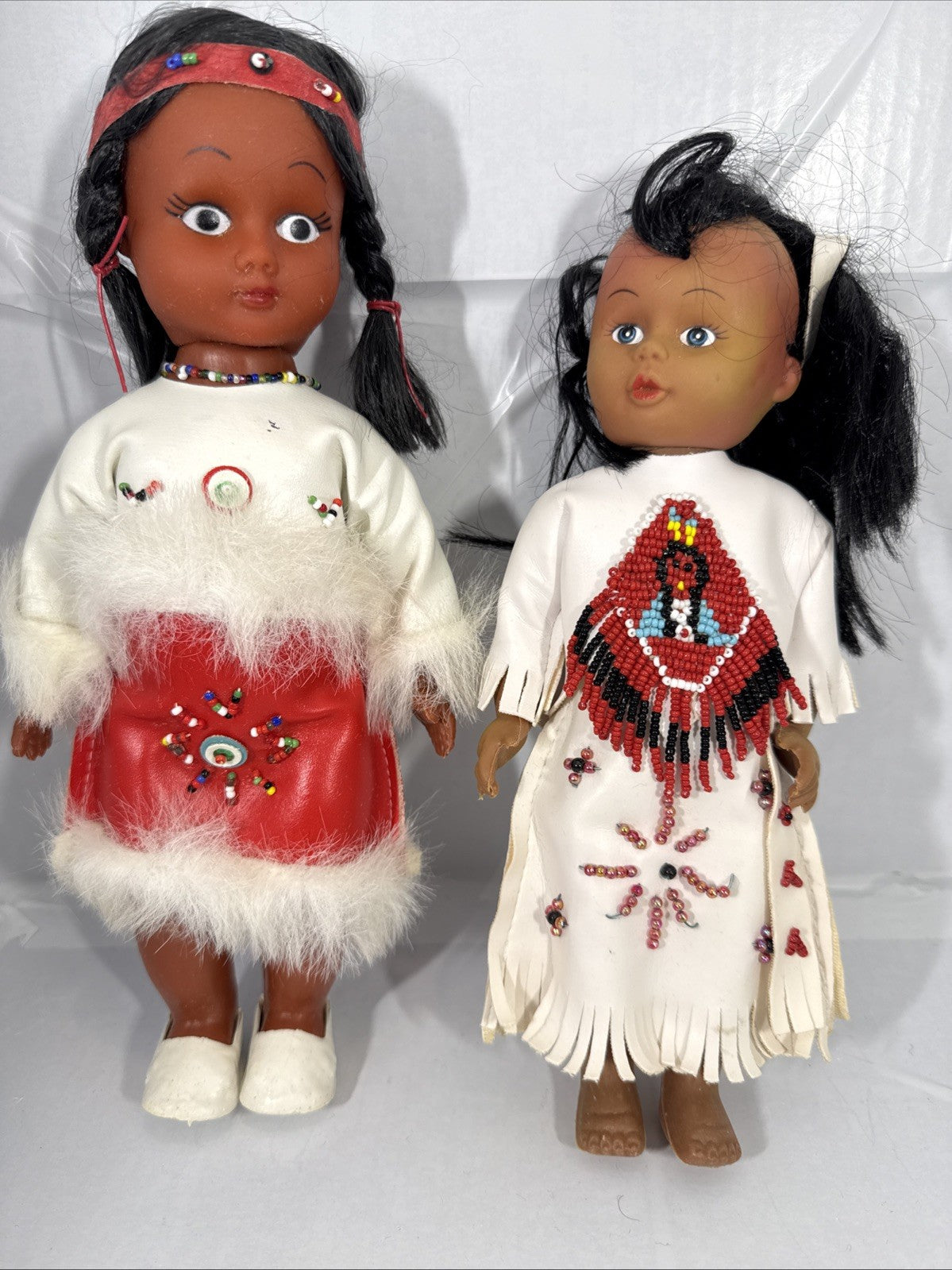 Vintage Native American Dolls Hong Kong Posable Figures 10" 12" Lot 2
