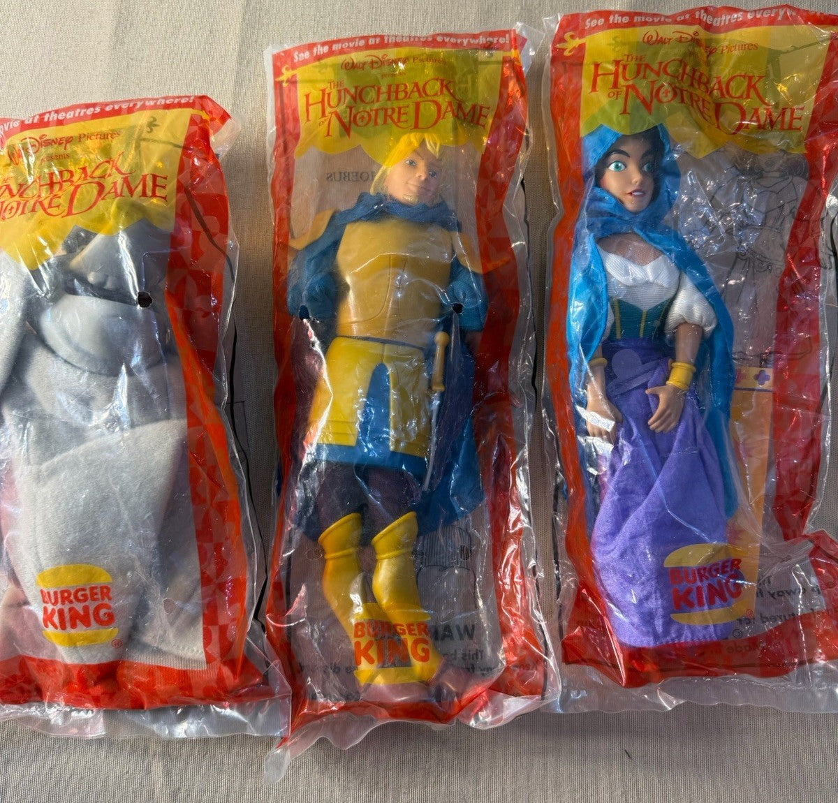 Vintage Disney Hunchback Notre Dame Comics Burger King Figures Toy Collection