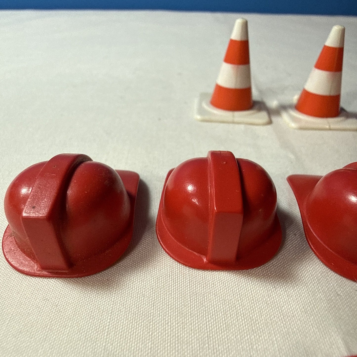 Vintage Playmobil Firefighter Construction Helmets Tools Accessories Lot 1970s