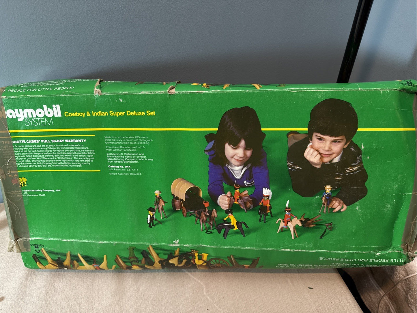 Vintage Playmobil 044 Western Cowboy & Indian Super Deluxe Set 1977 w/extras