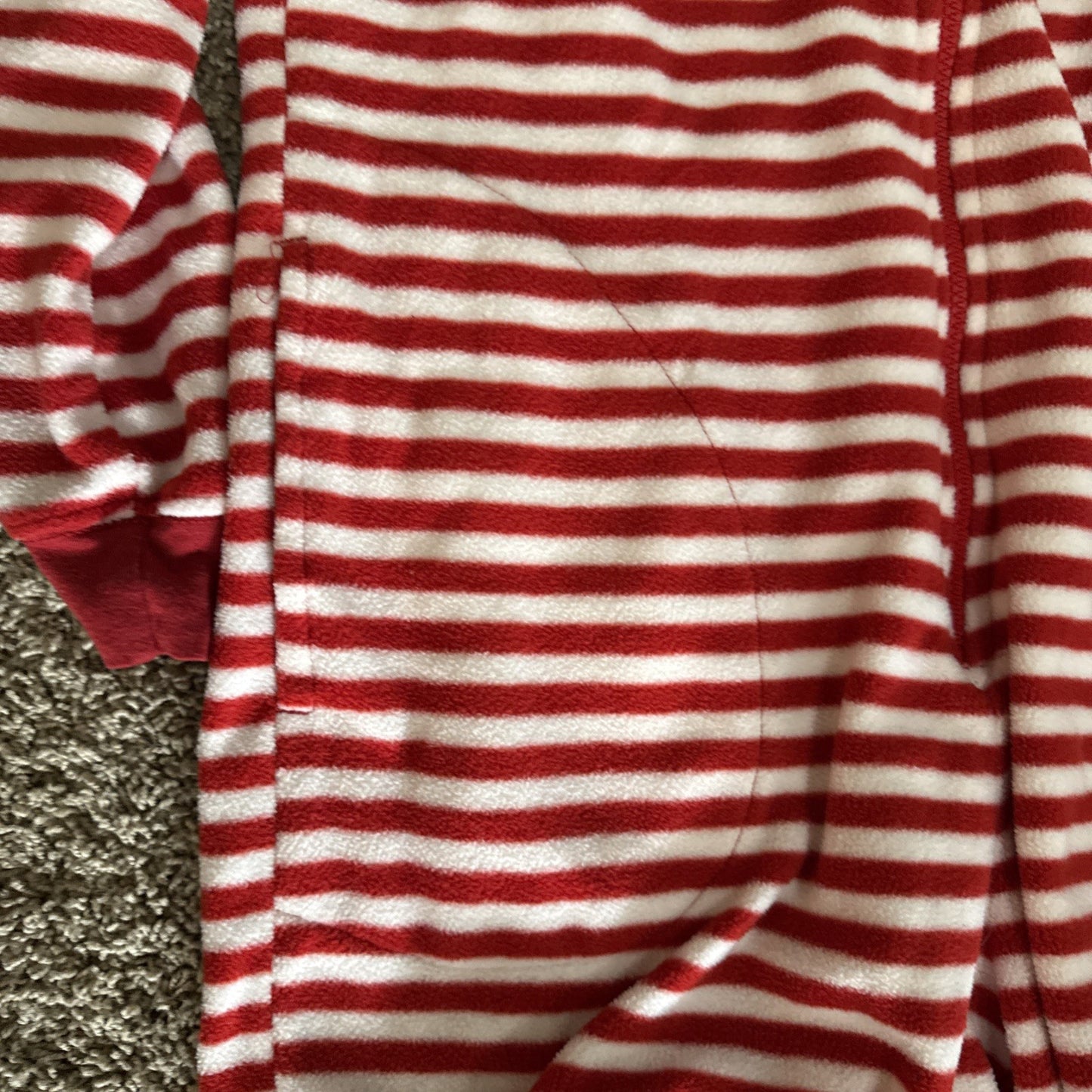 Nick and Nora Sock Monkey Pajamas Red White Striped One Piece Womens Size Small