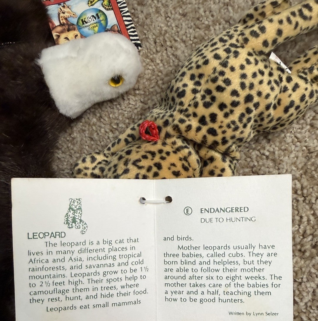 Vintage K&M International Kellytoy Jungle Beanbag Plush Animals Lot 1994 1997