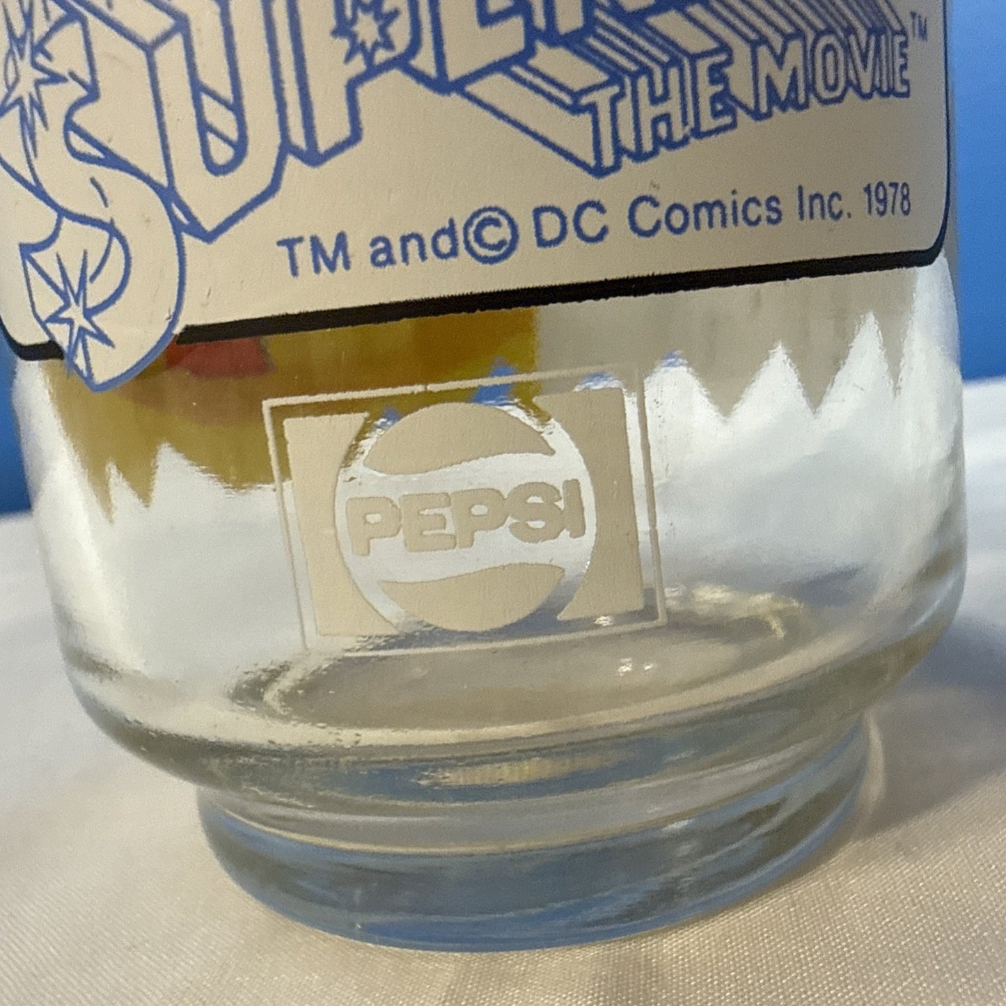 1978 Pepsi DC Comics Superman Glass Kal El Child to Man of Steel Vintage