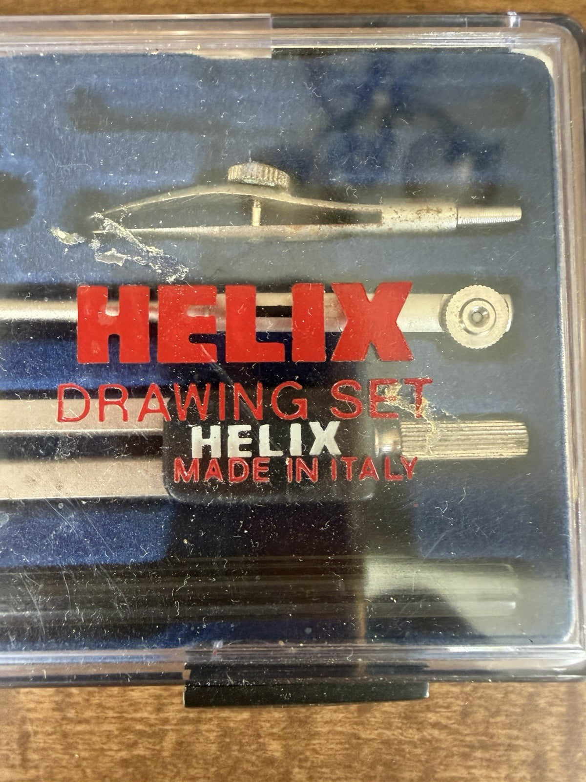 Vintage Helix Drawing Drafting Compass Tool Kit Made in Italy Blue Case Complete