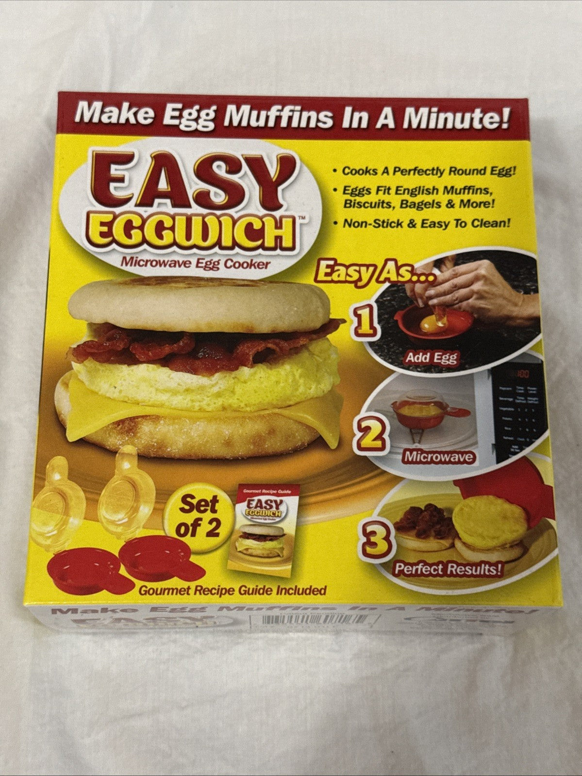 Easy Eggwich Microwave Egg Cooker Red Clear New in Box - As Seen On TV