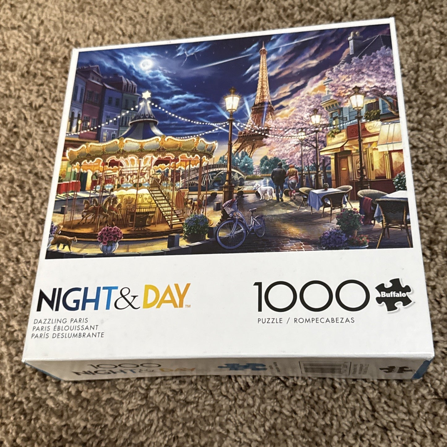Buffalo Night & Day 1000 pc Puzzle Lot  Mountain Retreat & Dazzling Paris