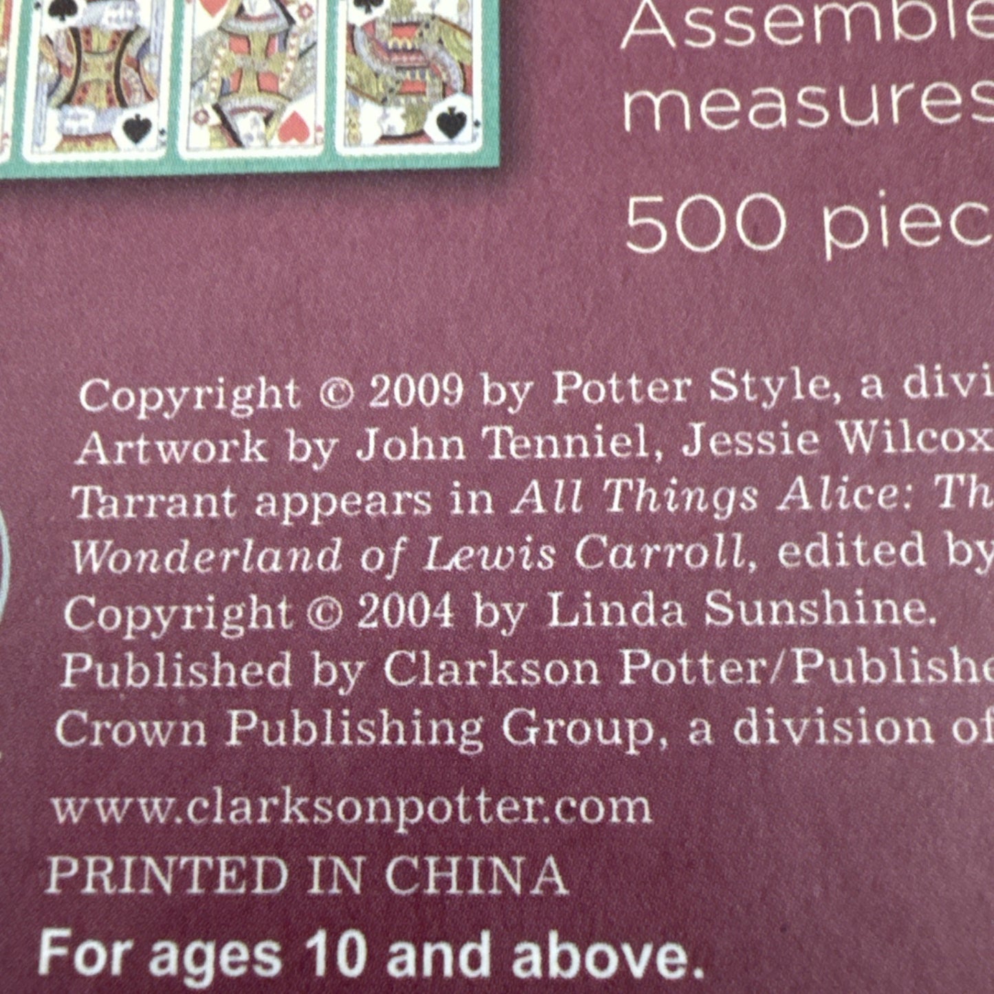 Alice In Wonderland 500 Piece Jigsaw Puzzle Collectible Fantasy Art