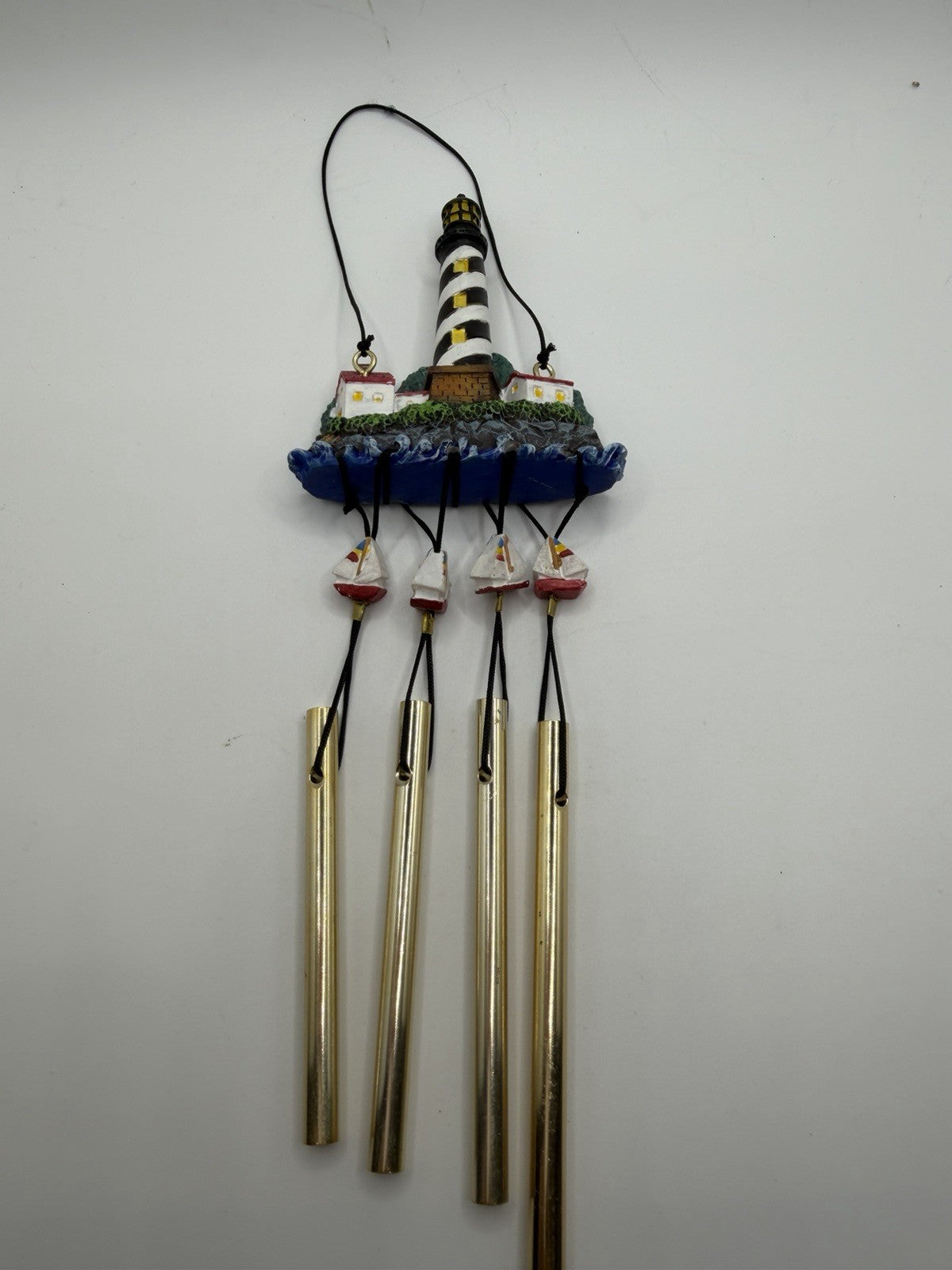 Lighthouse Wind Chime Nautical Decor Metal Chimes 8.5"