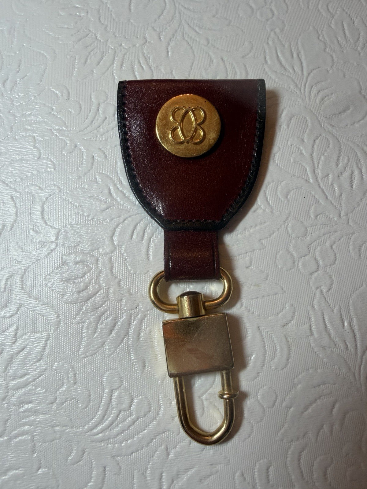 Vintage Lady Bosca Leather Eyeglass Case Keychain Set Burgundy Full Grain