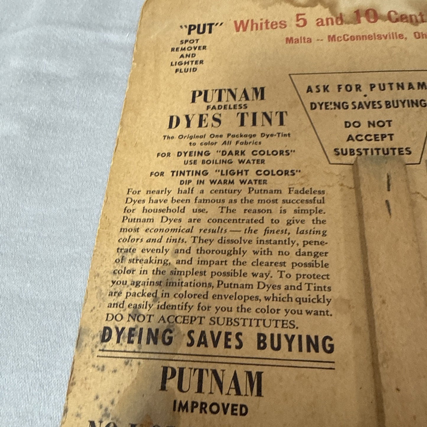 Rare Vintage Putnam Dyes Advertising Fan Art Nouveau Fairies Moth Display