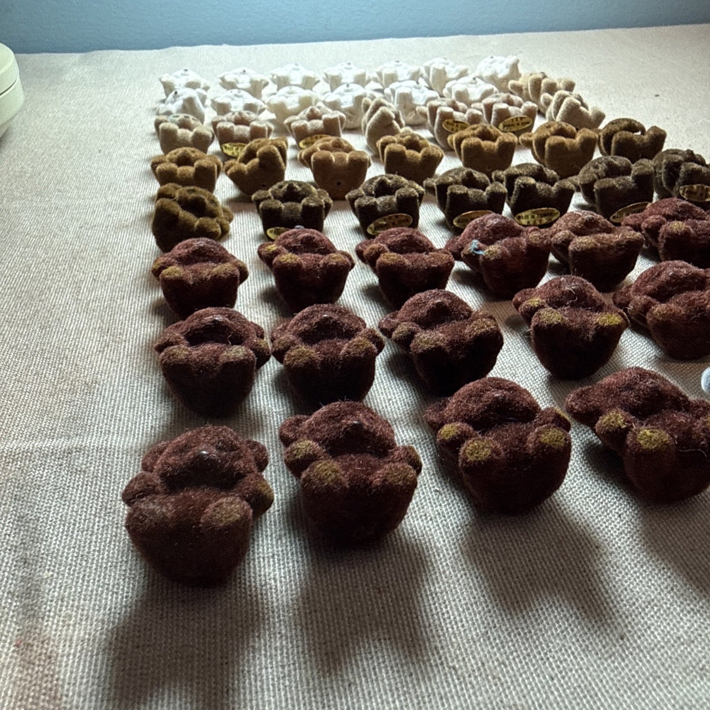 55 Flocked Miniature Teddy Bears White Brown Tan Vintage Crafting Minis Dioramas