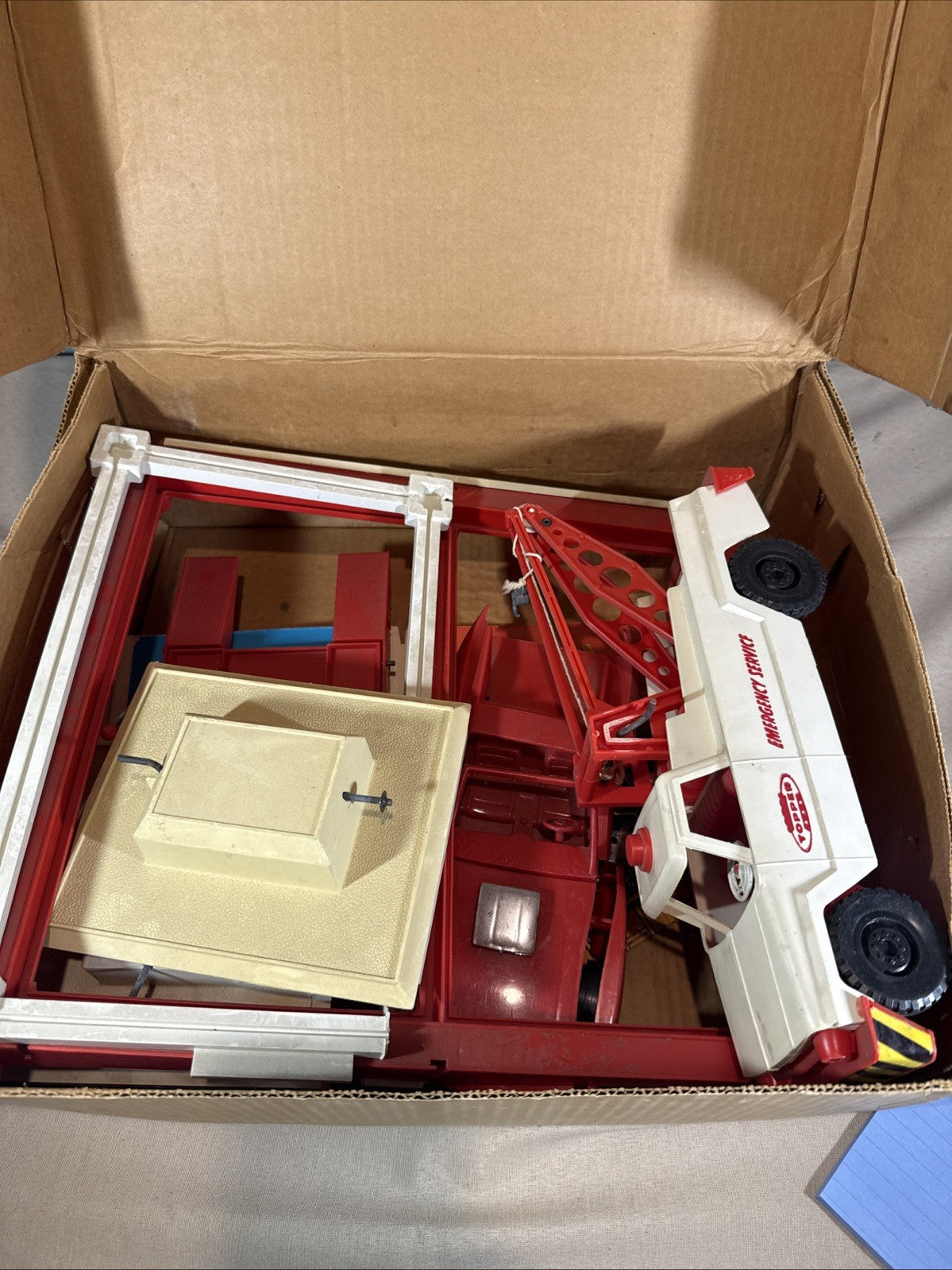 Vintage Topper Toys Johnny Service Gas Station Playset Car with Box Incomplete