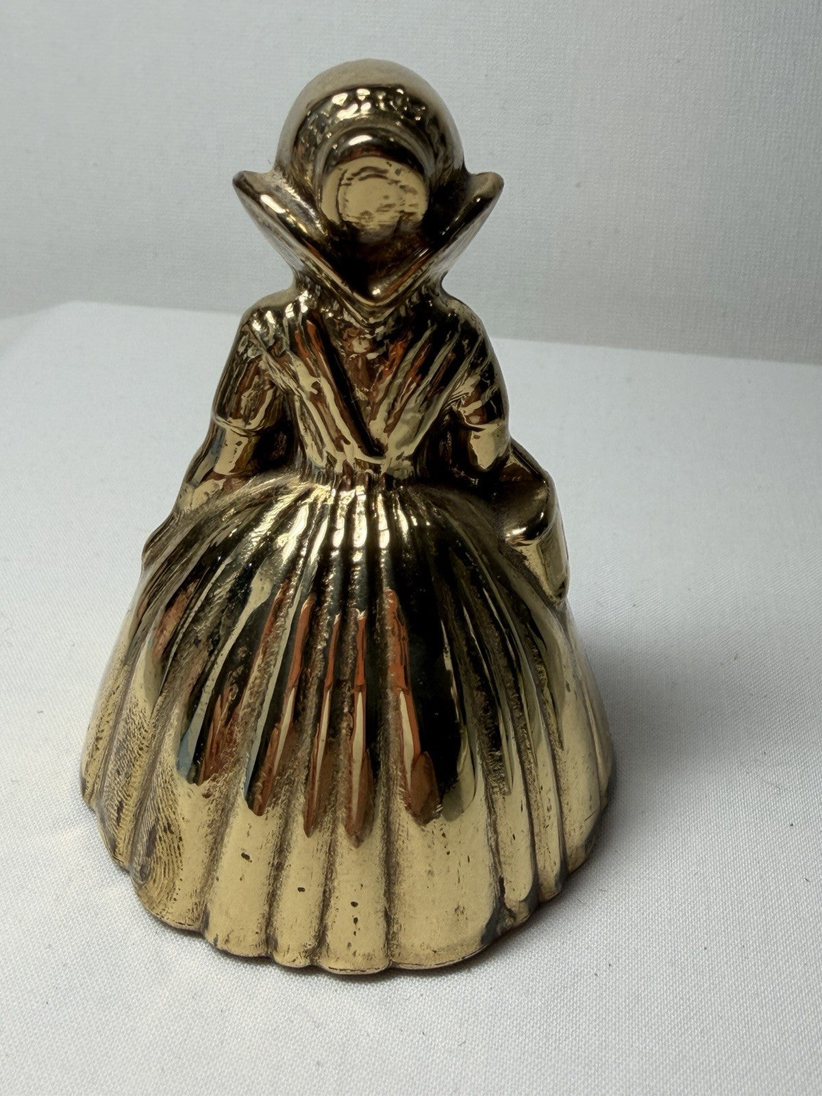 Vintage Brass Victorian Lady Dinner Bell 2.5” Working Bell England