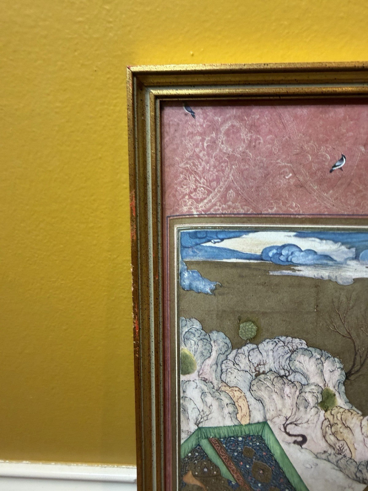 Vintage Muraqqa Gulshan Persian Miniature Art Prints Framed Set 3 Middle Eastern