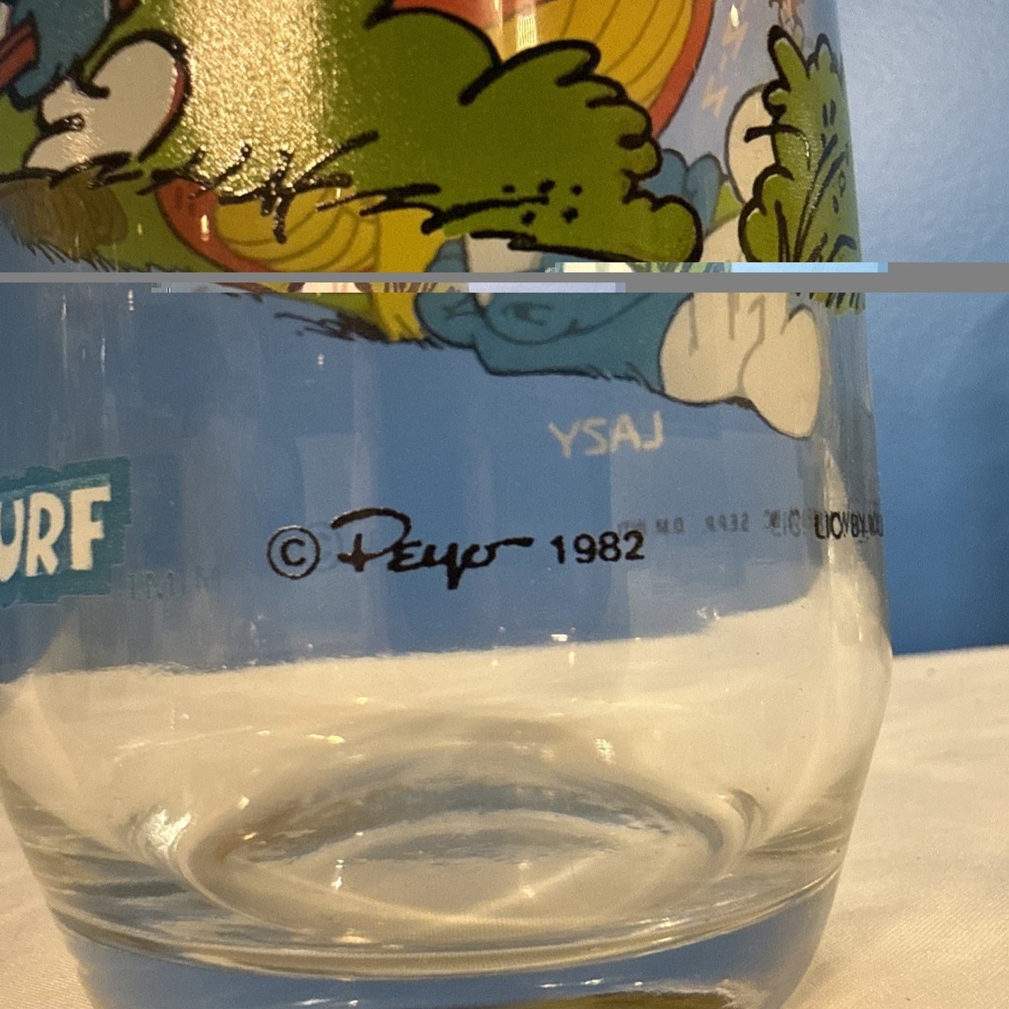 Vintage 1982 Smurfs Peyo Drinking Glasses Set of 5 Smurfette Papa Hefty Grouchy