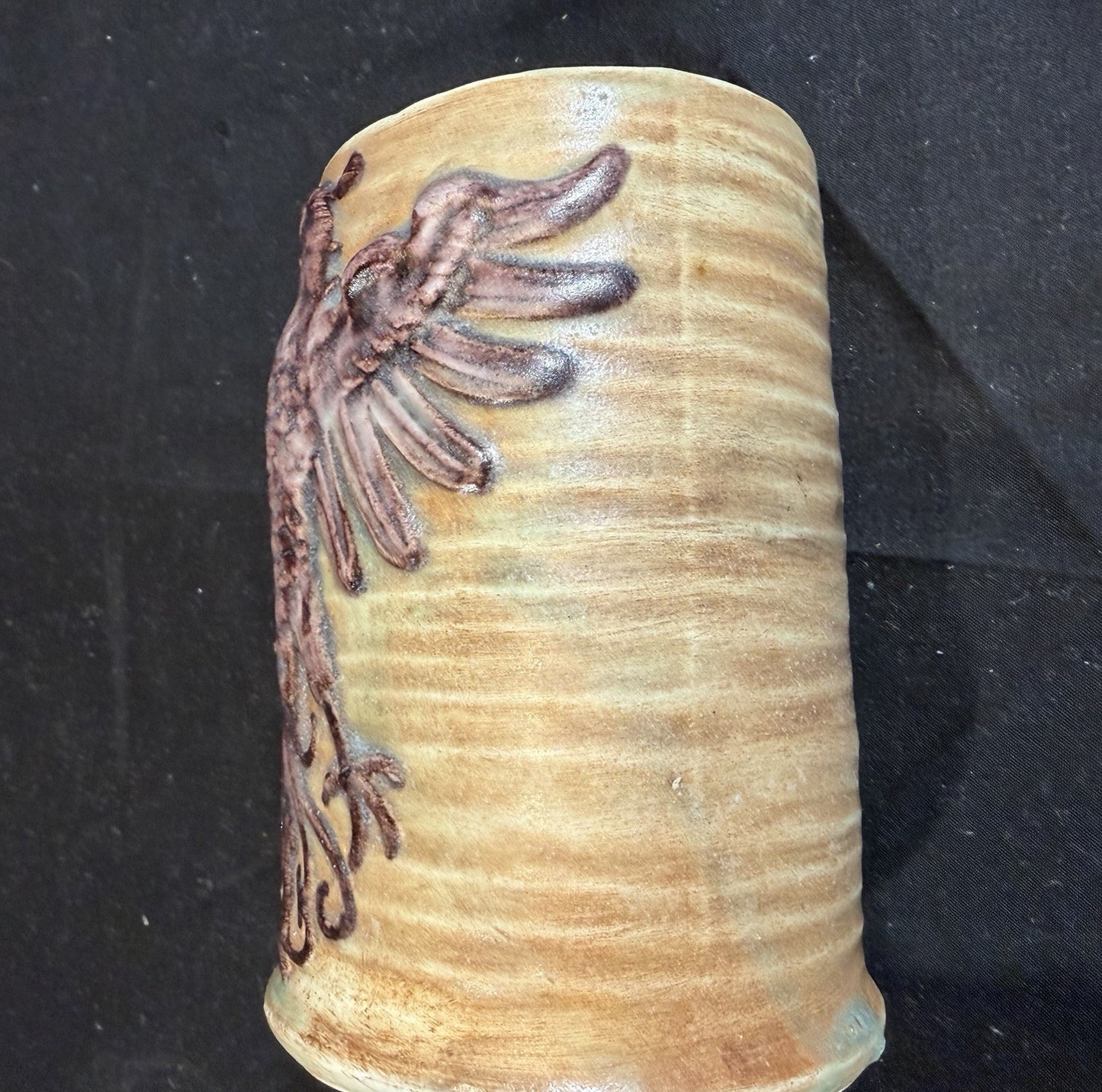 Vintage Hand Carved Stoneware Mug HeraldEagle Design Studio Pottery Spain 5"