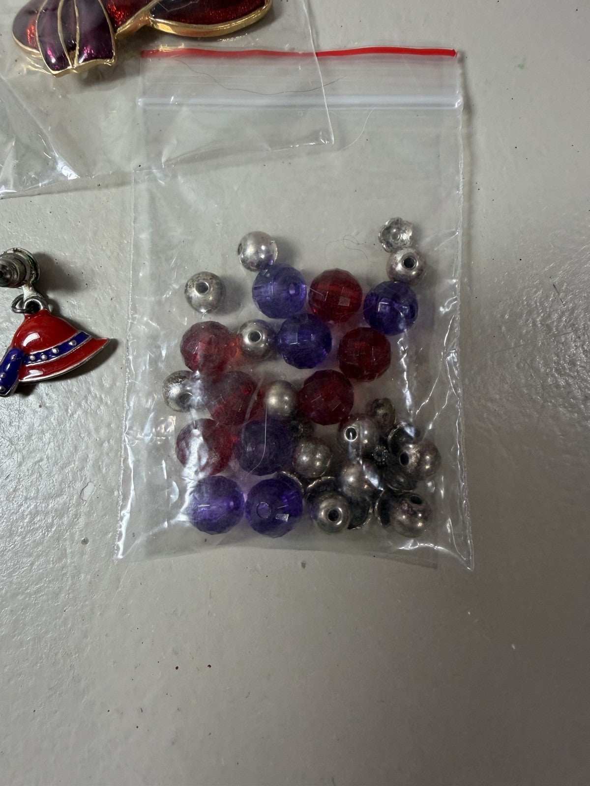 Red Hat Society Lot Teapot Pin Keychain Charms Jewelry Craft Beads Red Purple