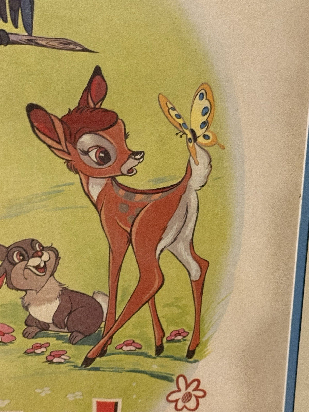 Vintage 1960s Bambi Original Belgian Movie Poster Walt Disney Bilingual Framed