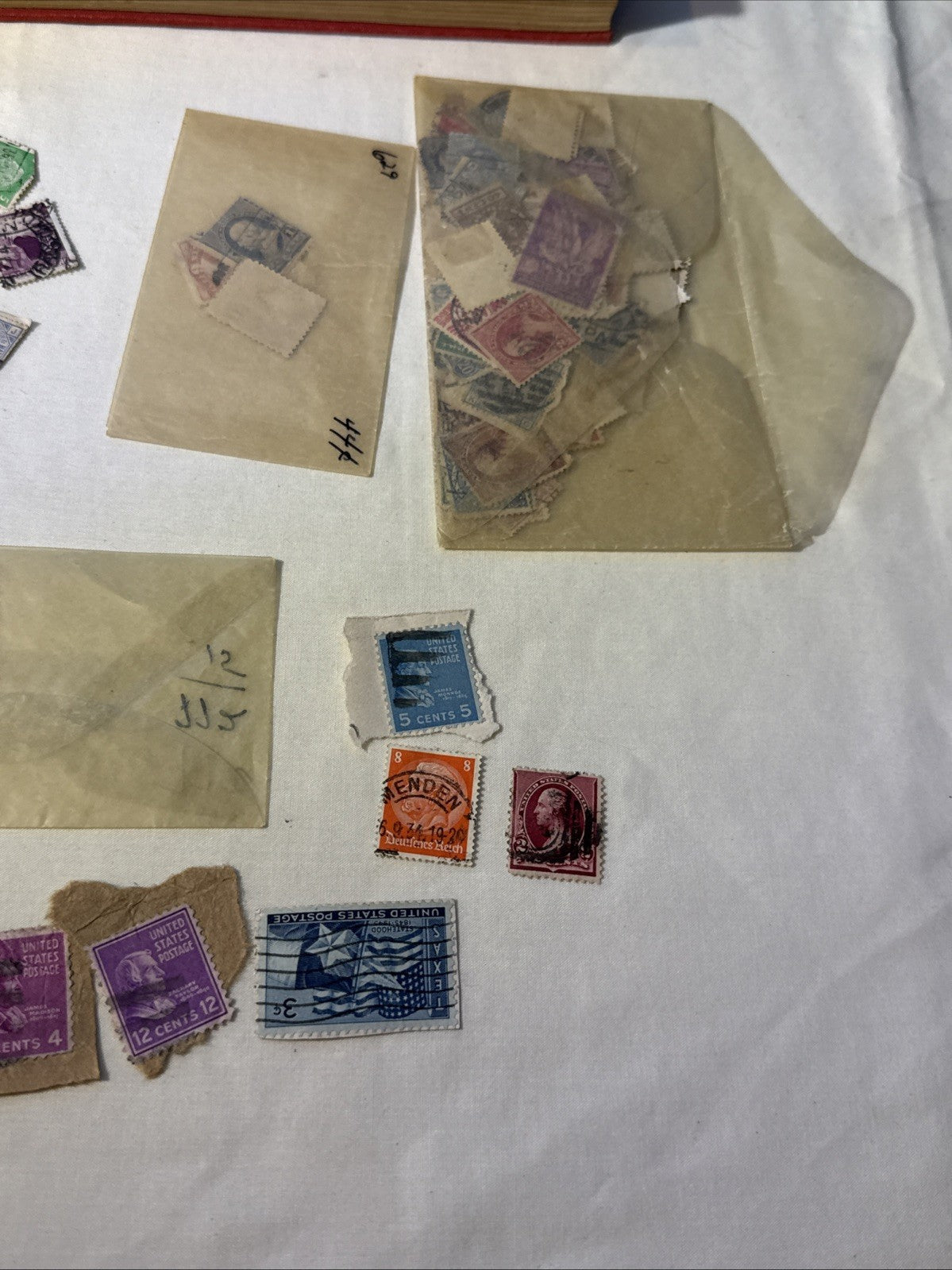 Modern Postage Stamp Album US World Stamps 1940s Collection Plus Loose Stamps