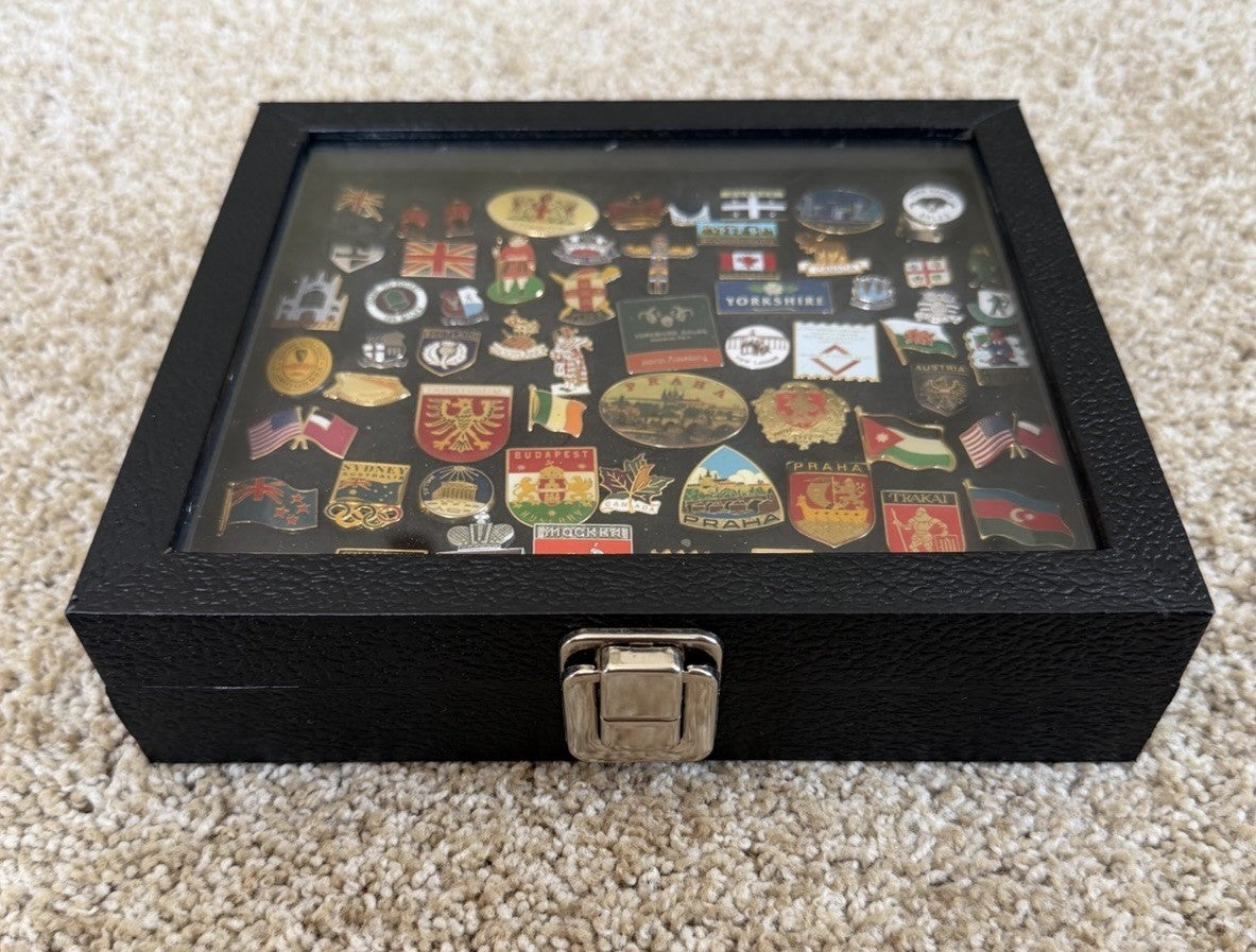 Hobbymaster Black Pin Collector Display Case with Large Travel Pin Collection