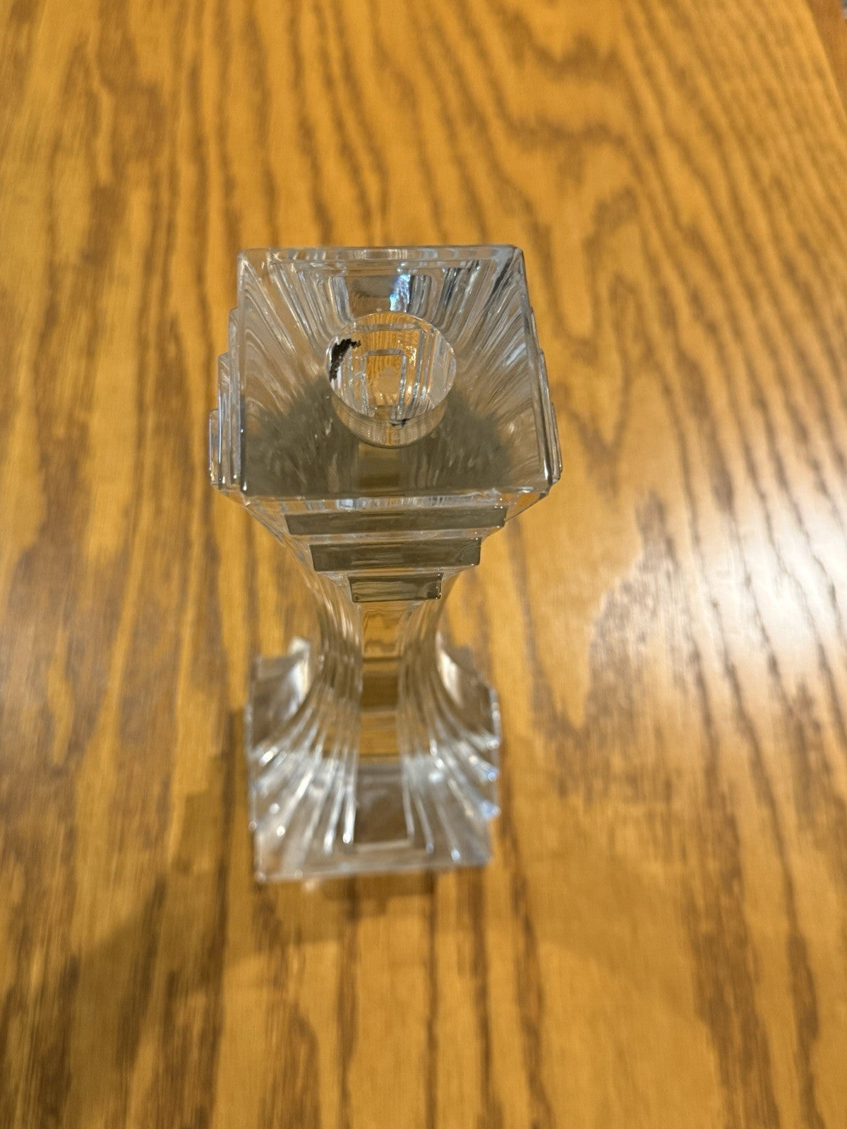 10" Crystal Candlestick Holder Clear Square Base Tall Taper Candle Holder