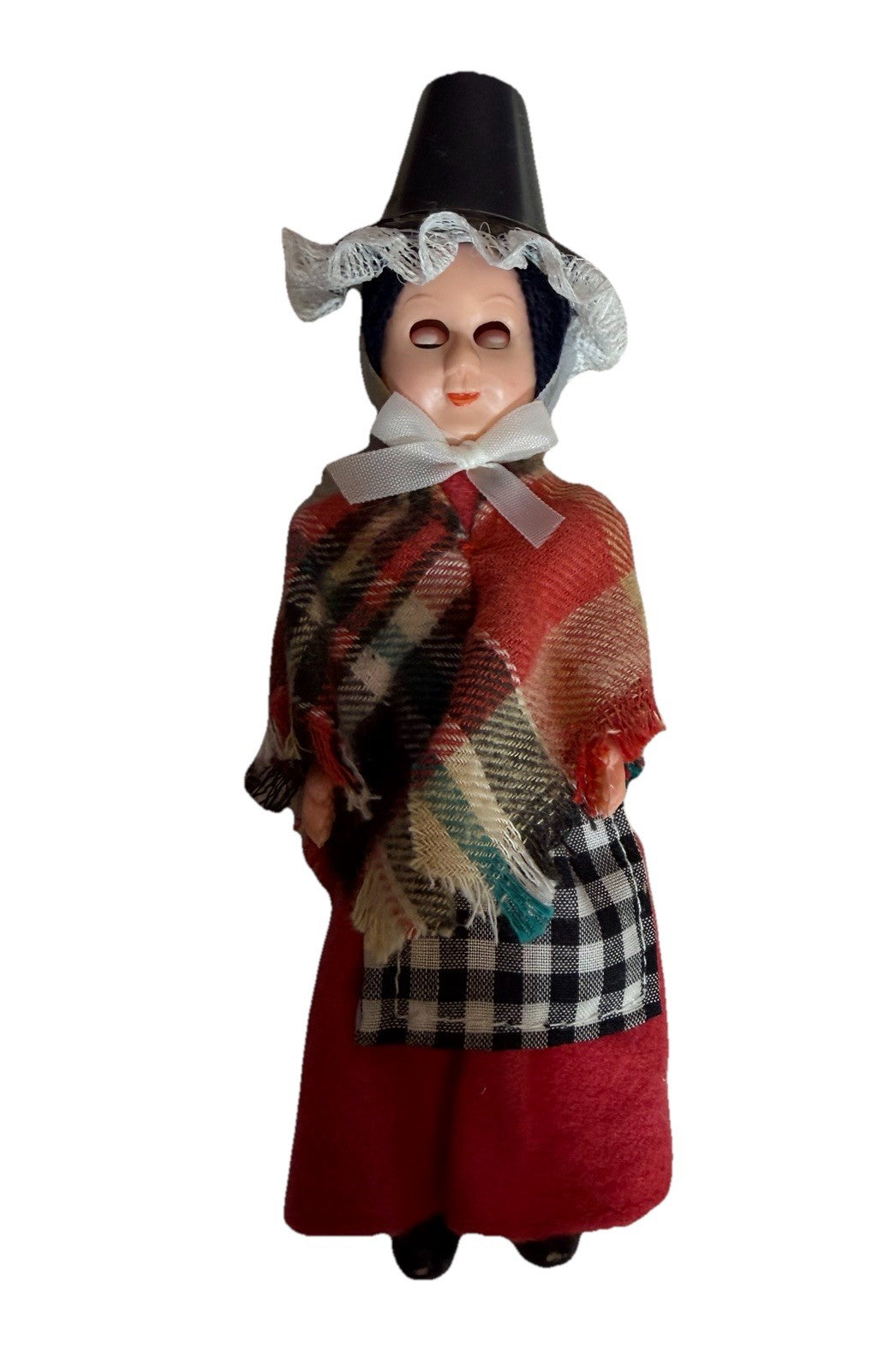 Vintage Welsh Lady Doll Figurine National Costume Sleepy Eyes Dress