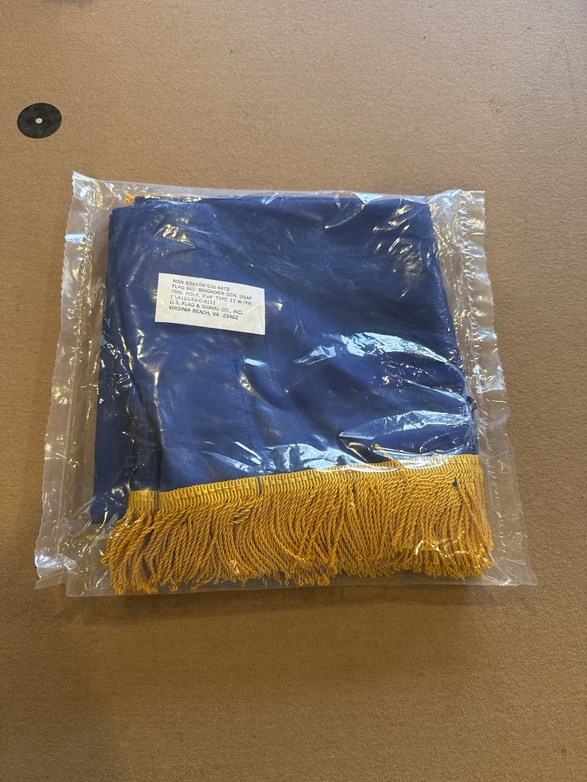 Vintage US Air Force Brigadier General Flag, One Star, 2 Sided, Gold Fringe