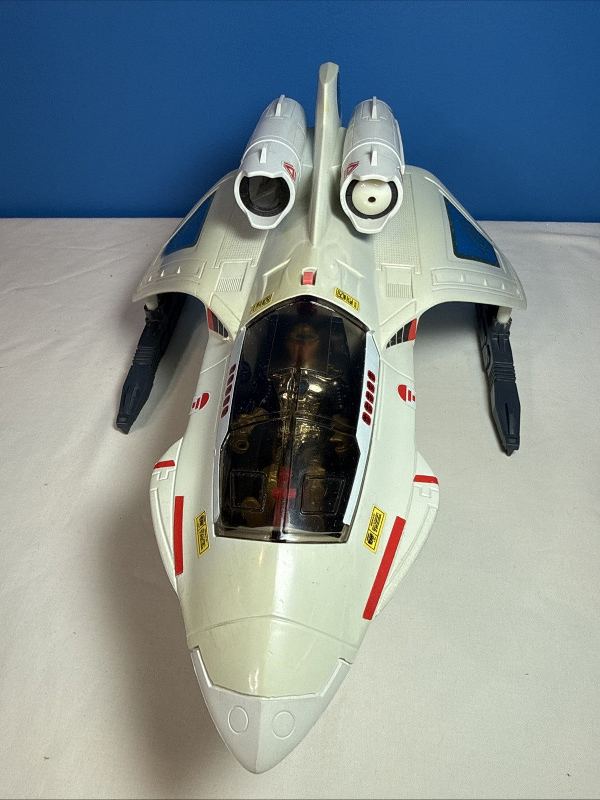 Vintage 1987 Mattel Captain Power PowerJet XT-7 Vehicle Jet + Hawk Masterson Fig