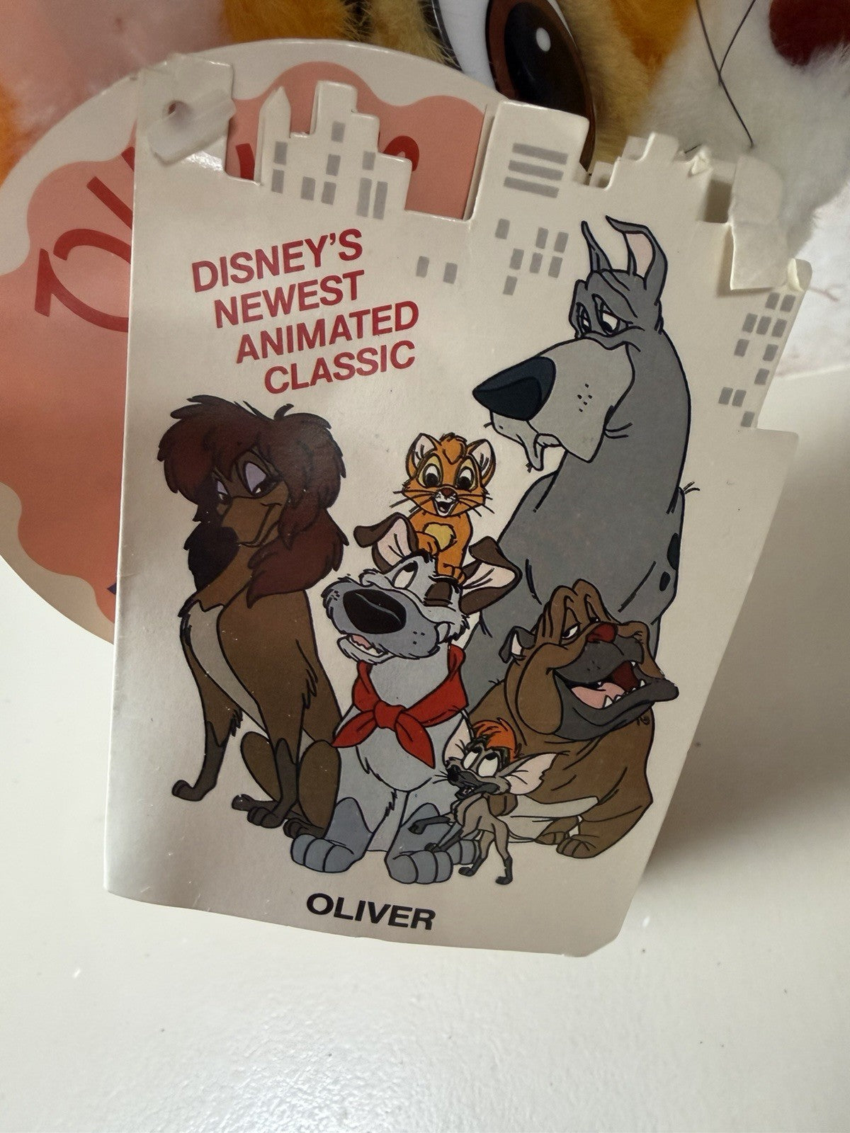 Vintage 1988 Disney Oliver Company Plush Dog Stuffed Animal Original Tag 11"