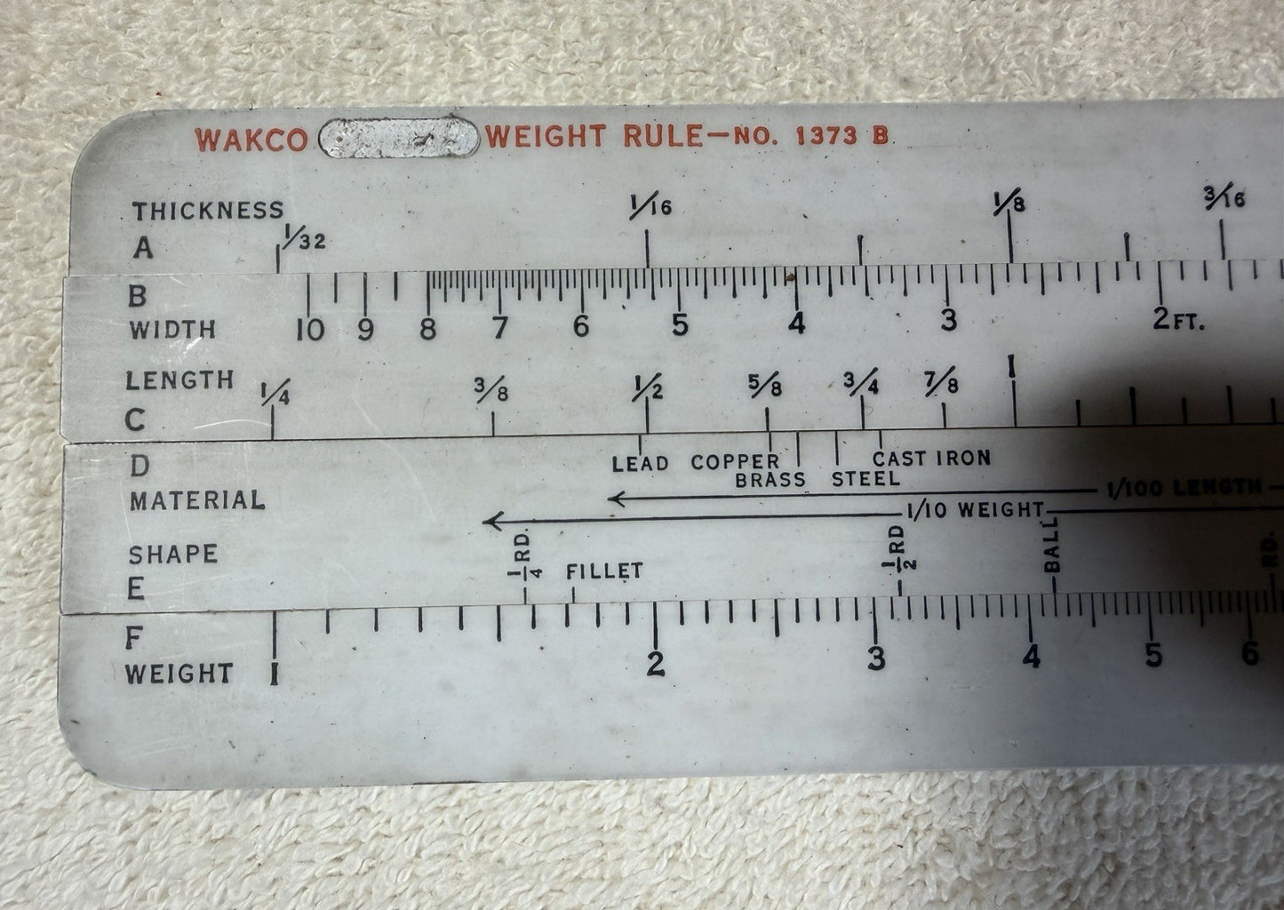 Vintage Warren Knight WAKCO Weight Rule No 1373 B Precision Tool