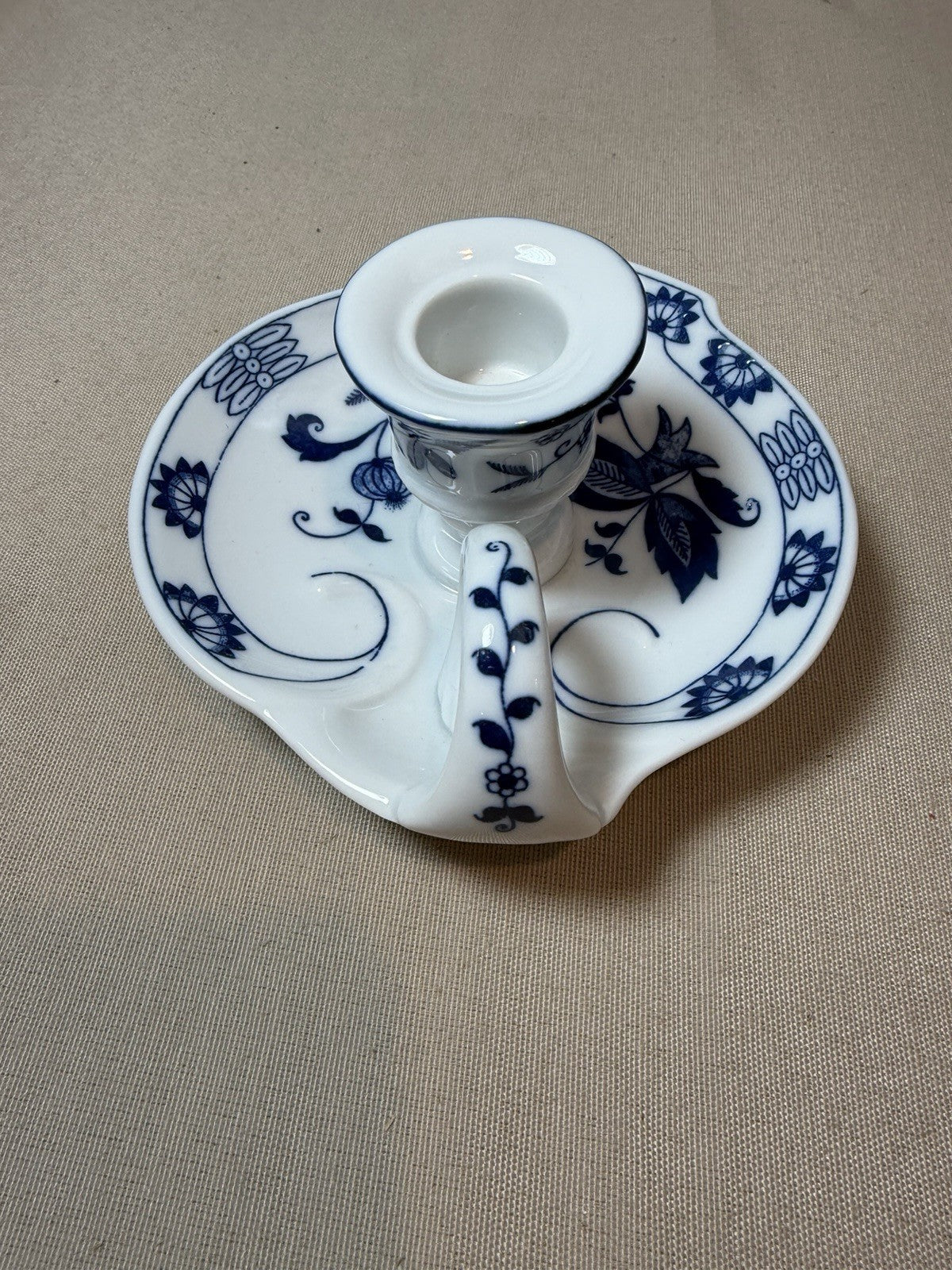 Vienna Woods Blue Onion Fine China Candle Holders Taper Dish Lot 2 Seymour Mann