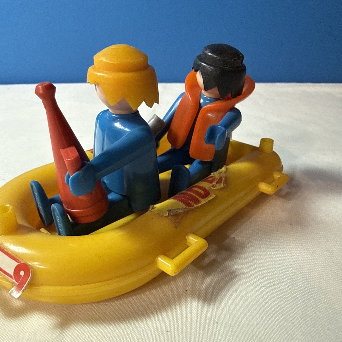 Vintage Playmobil Geobra Yellow Rescue Dinghy Boat Figures Tools Accessories