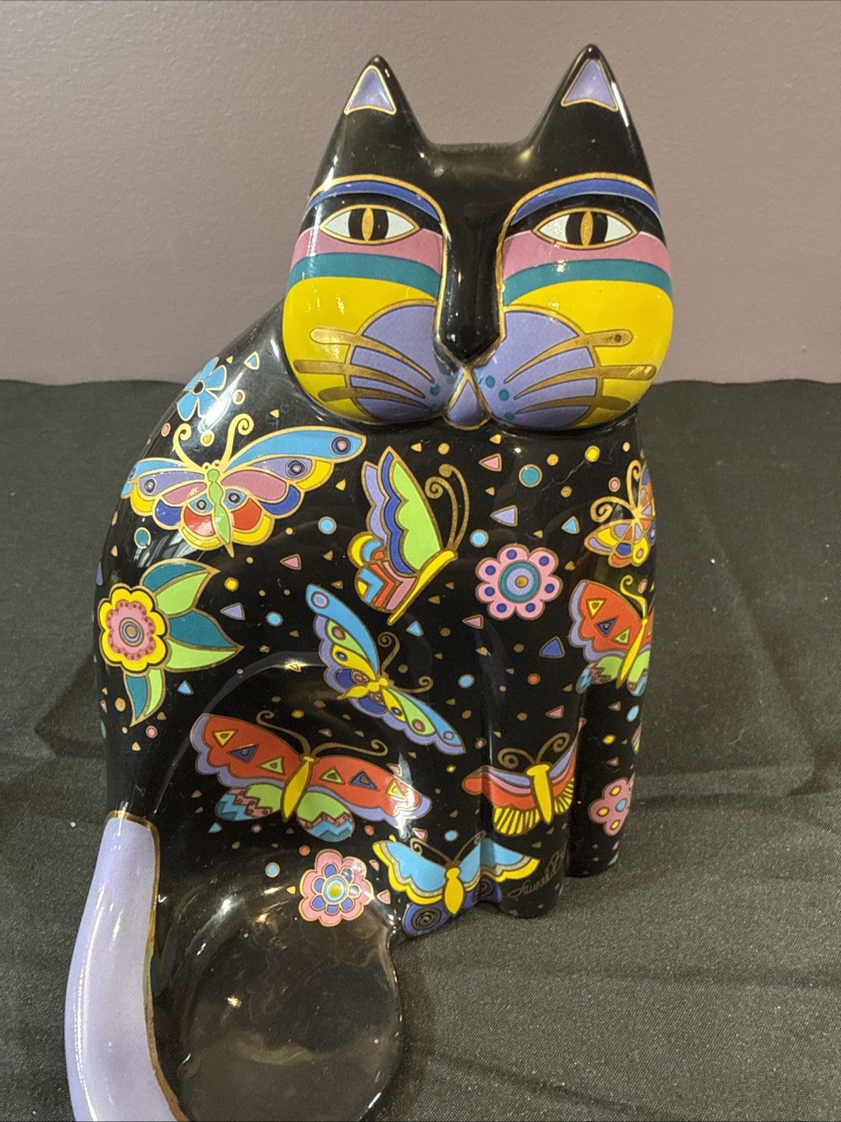 Vintage Laurel Burch Feline Plate Figurine Candle Holder Lot of 3 items