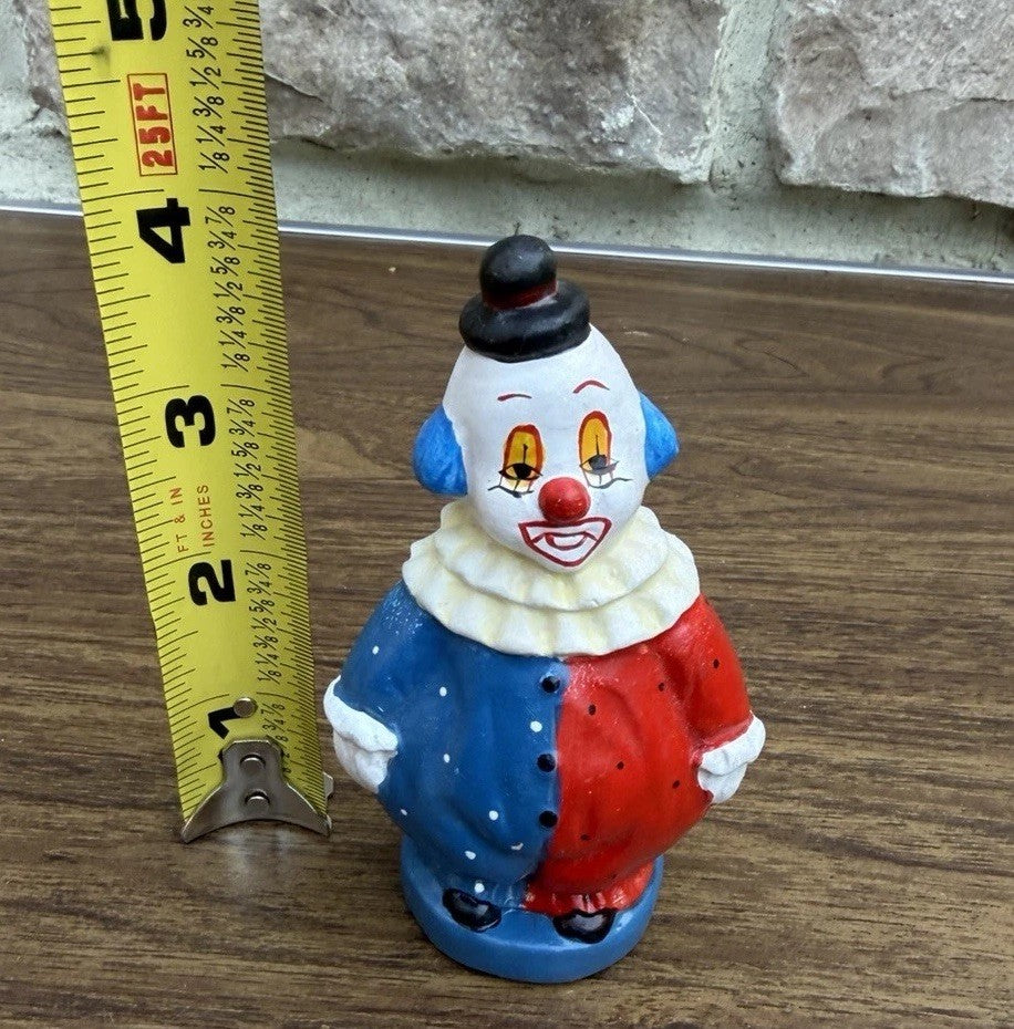Vintage Chalkware Clown Figurine Hand Painted Plaster Carnival Prize Circus