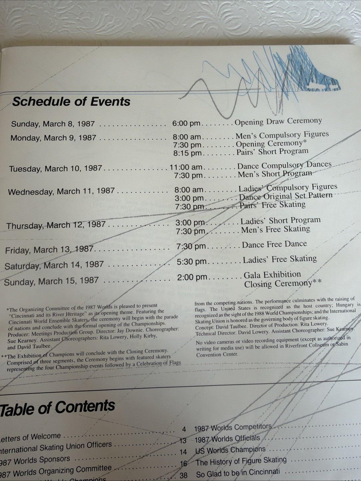 1987 World Figure Skating Championships Program Cincinnati Ohio Souvenir