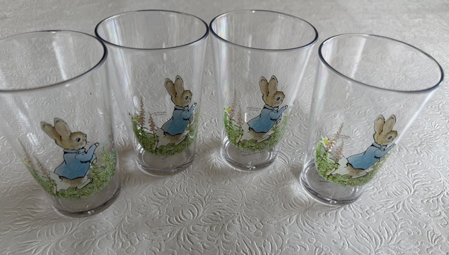Peter Rabbit Pottery Barn Kids Acrylic Tumblers Set of 4 New Beatrix Potter Cups