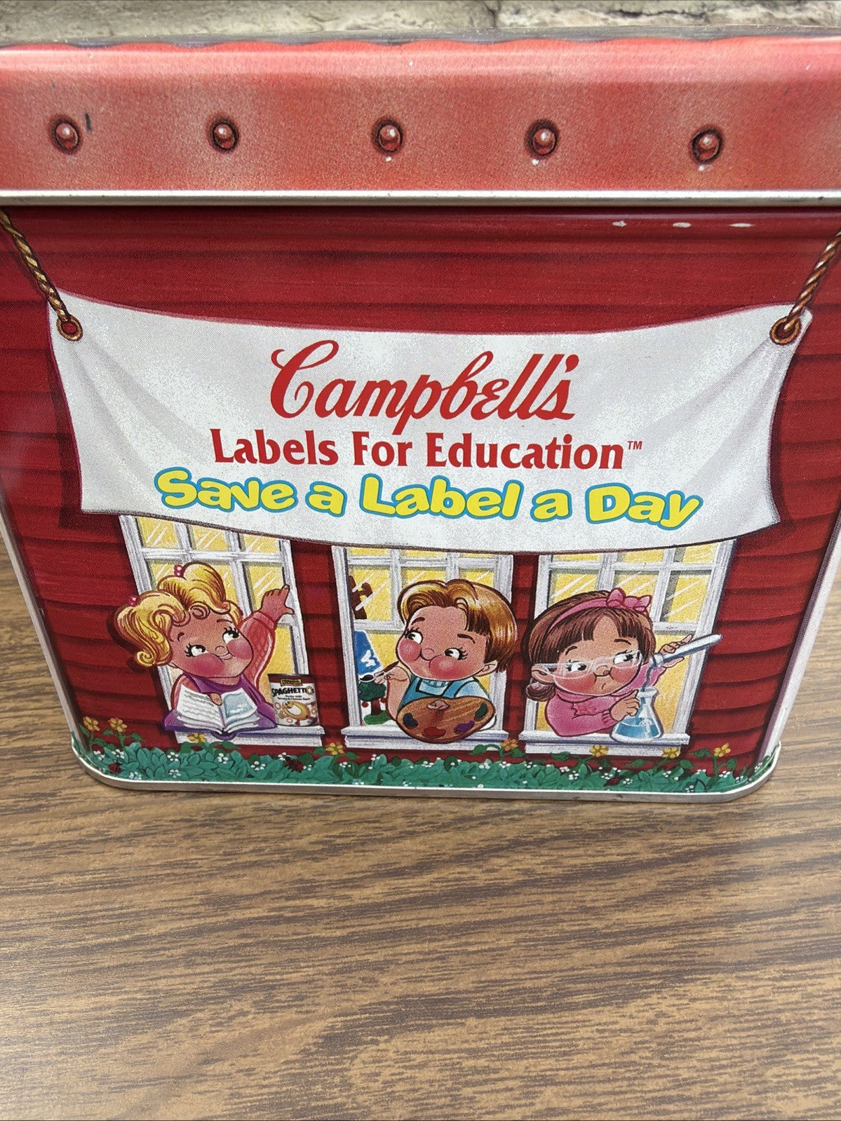 Vintage Campbell Soup Schoolhouse Tin Save A Label Day 1998