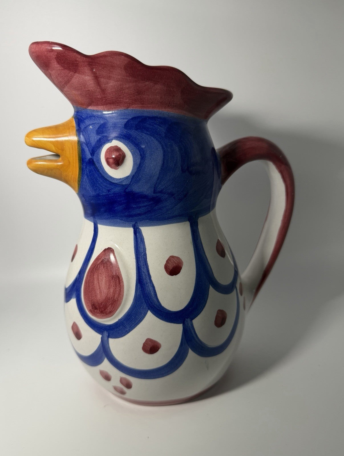 Solimene Pottery Vietri Hand Painted Chicken Hen Pitcher Jug 7 Inch