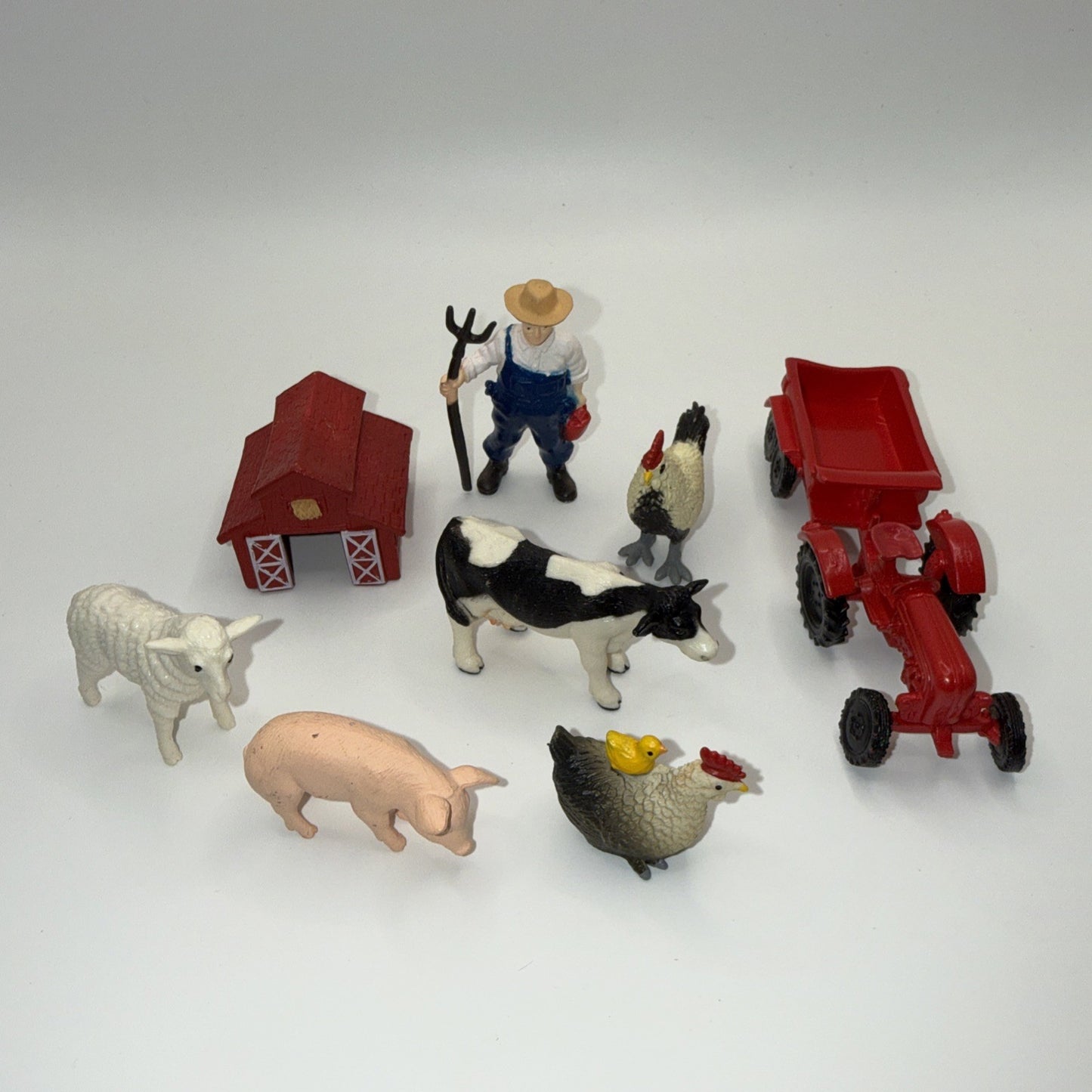 Vintage Safari Ltd 1998 Farm Tractor Figures Lot 9 Pieces Toy Set No Dog Horse
