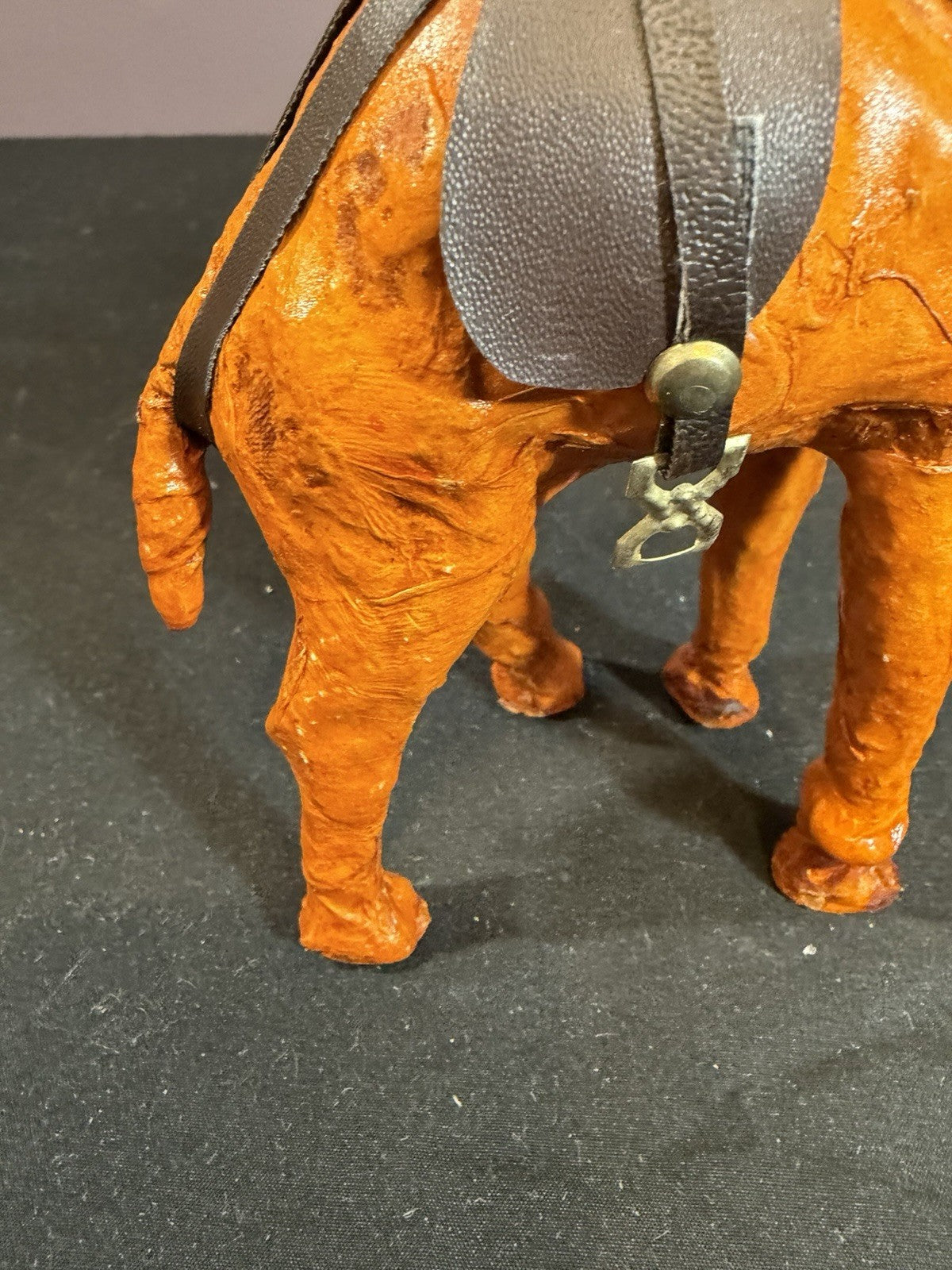 Vintage Leather Wrapped Camel Nativity Figurine Jerusalem Standing 6"