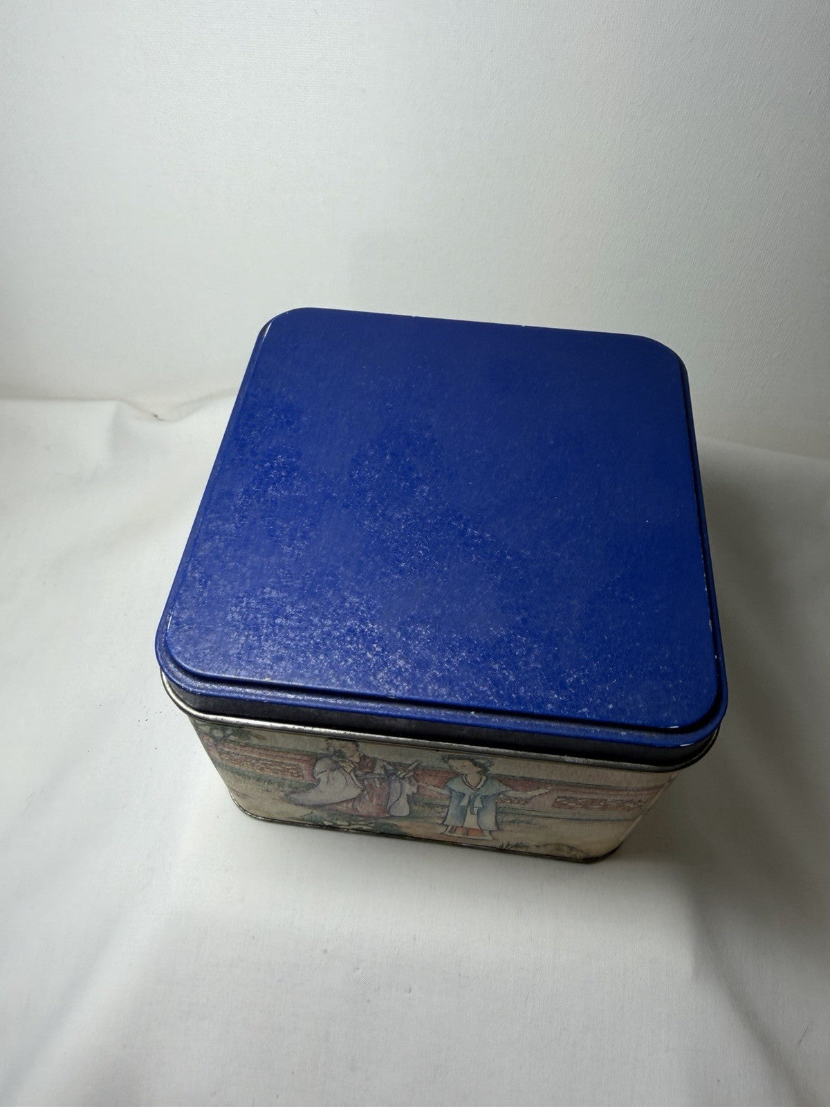 Japanese Tea Tin Oriental Decor Rustic Asian Collectible Storage 4.5"