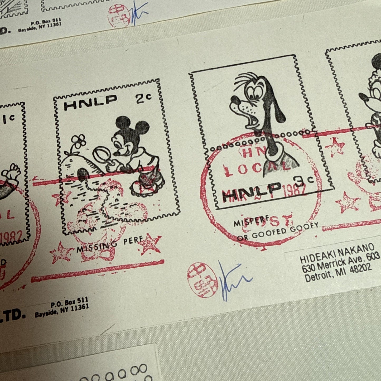 Vintage Hideaki Nakano HNLP Cinderella Stamp Artist Cover Lot 1982 Japan Postal