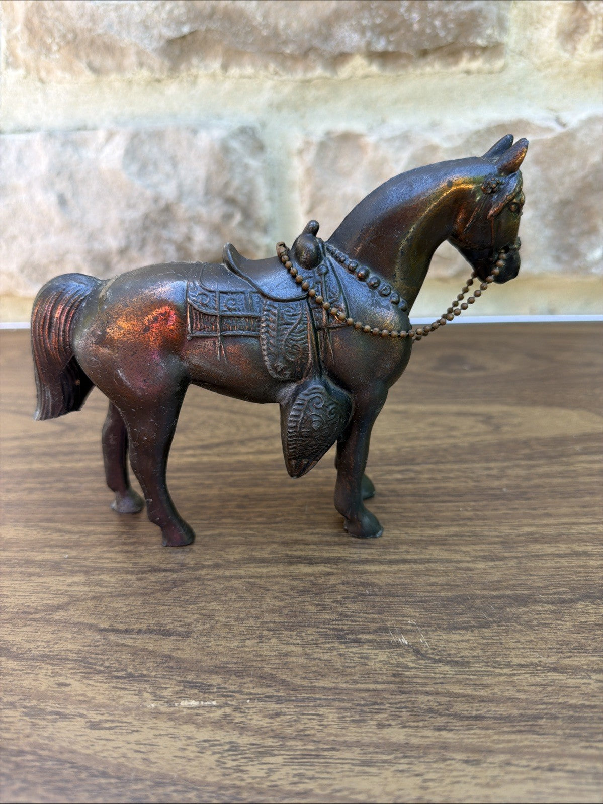 Vintage Bronze Horse with Saddle 4.25” Tall Western Theme 1950’s